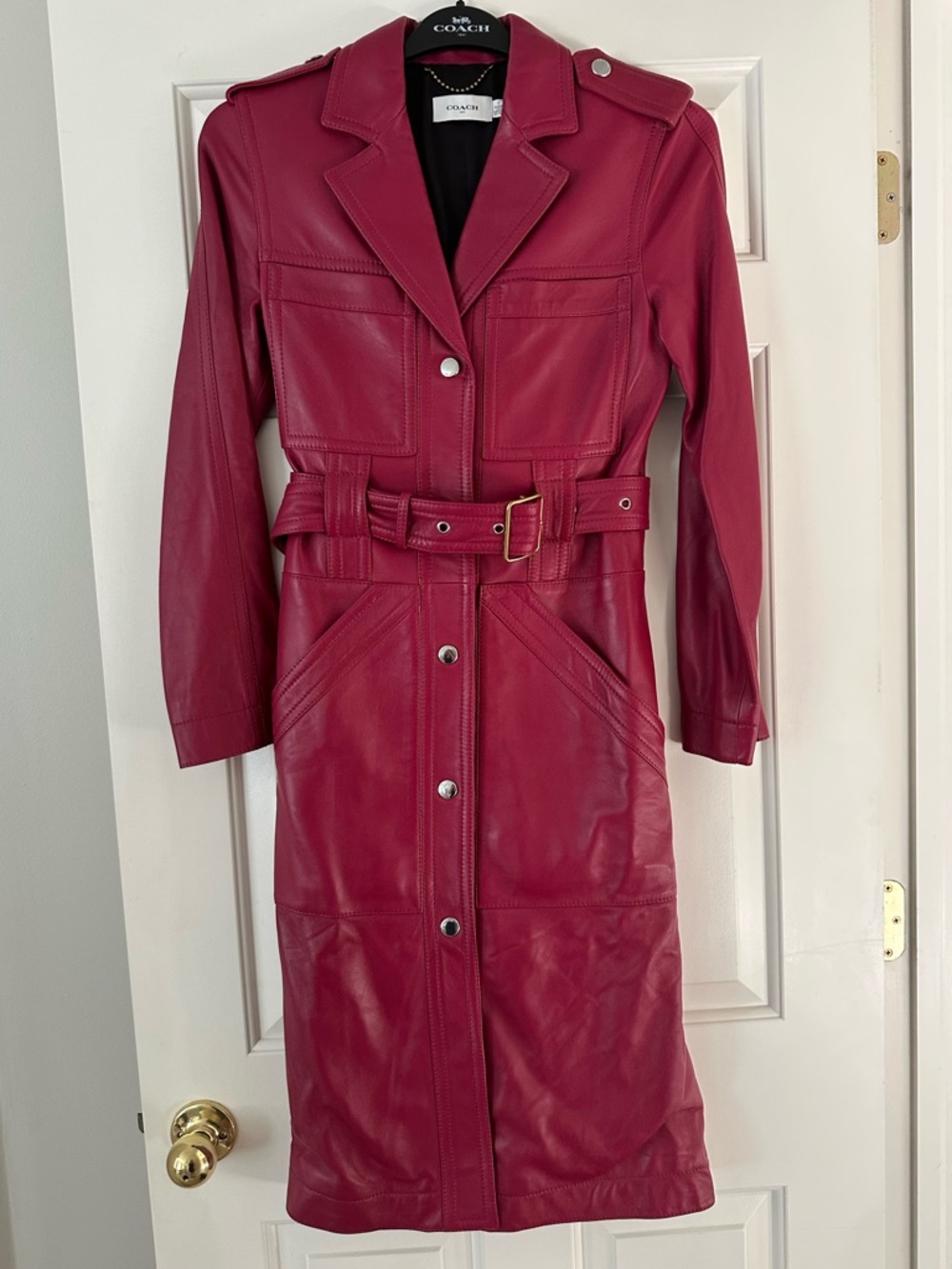 Coach Lamb Leather Belted Trench Coat size 0